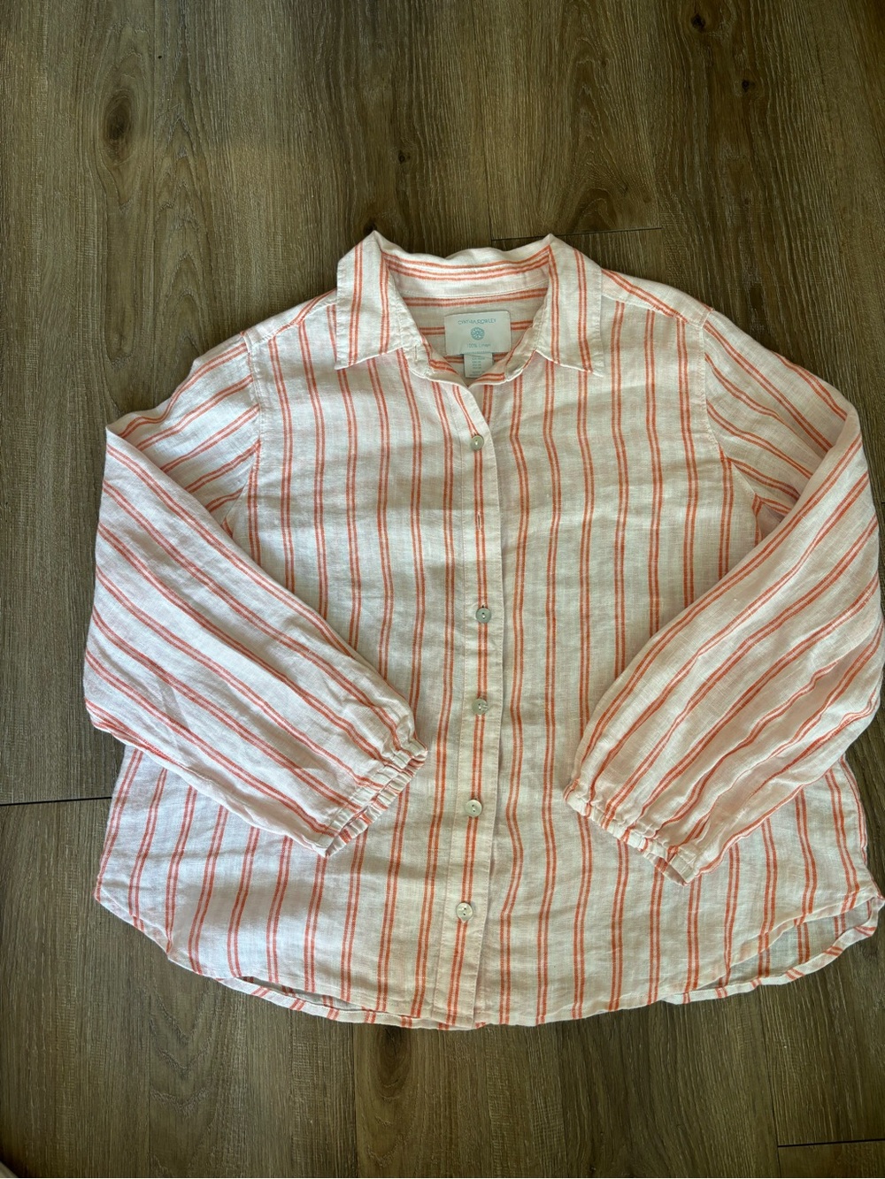 Cynthia Rowley Coral and White Striped Kids Button-Down Shirt